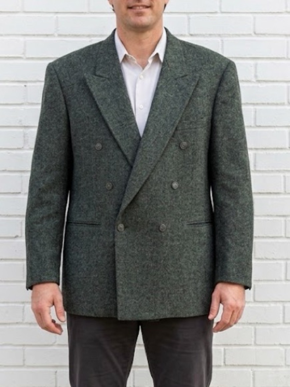 Vintage Wool Sport Coat Jacket Size 44 R Mens Green 90s Academia Work Suit